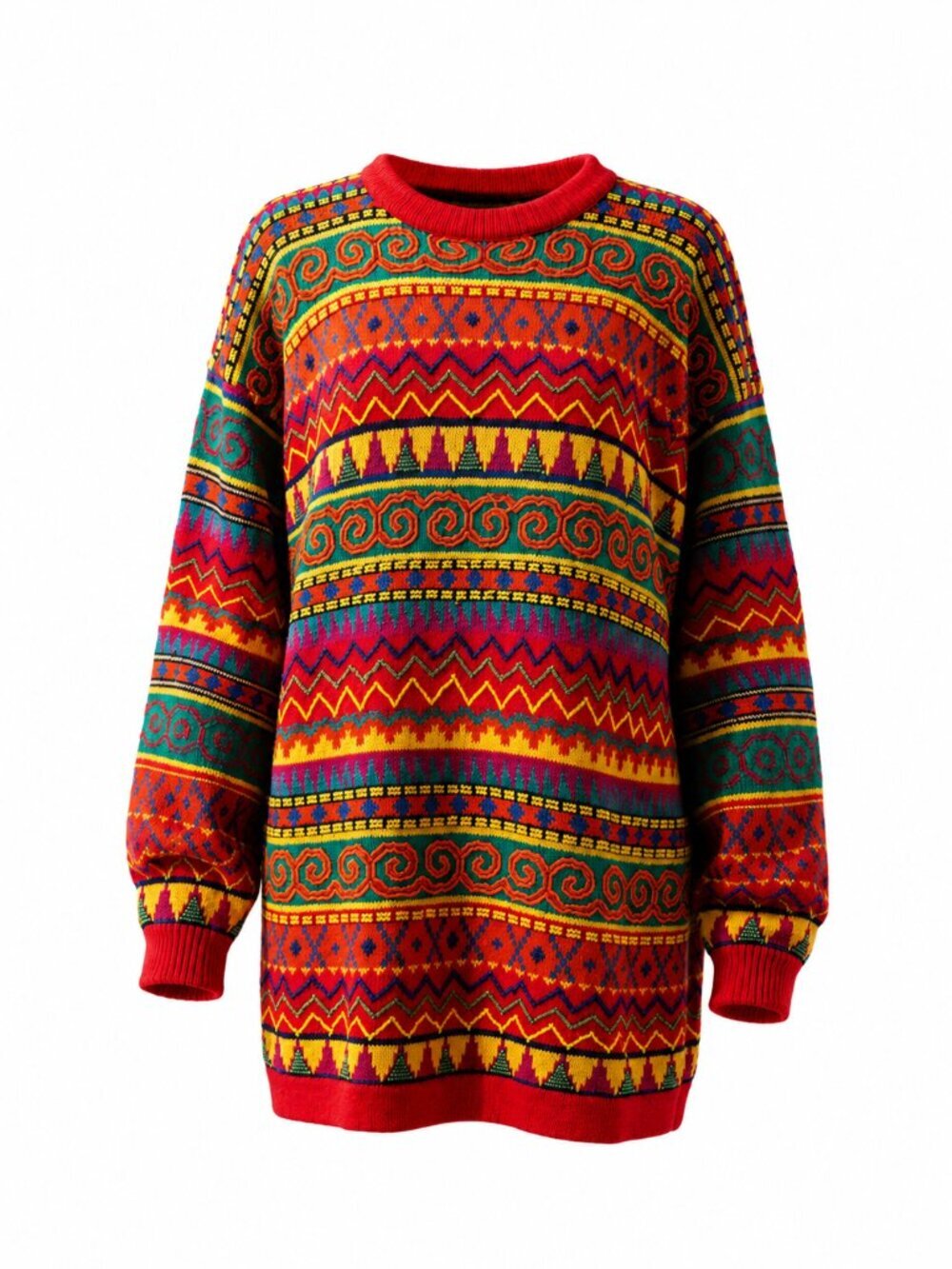 Vintage 90s Beaded Coogi Style Funky Hip Hop Streetwear Sweater